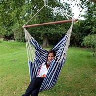 hammock chair blue and white striped