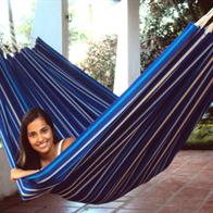 Bluish hammock in strong durable fabric