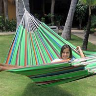 Mexico Green striped hammock with strong stitches.