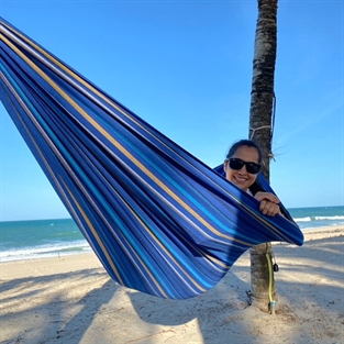 Kids Play Bahia Hammock in durable fabric, Guatemala mix design 