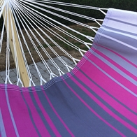 Formosa PRO hammock. hammock in bright white and pink striped shades.