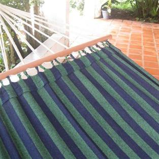 Dark Striped Fabric Hammock with round sticks from Brazil