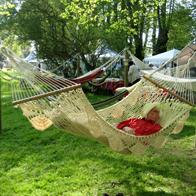 Luxurious hammock in the tropical atmosphere.